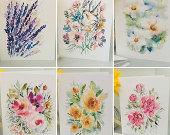 Confezione da 6 biglietti d'auguri floreali con colibrì e fiori dai colori vivaci, biglietti bianchi colorati e accattivanti, biglietti di auguri floreali pieghevoli.