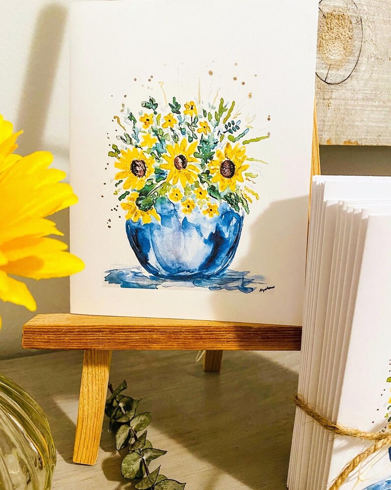 7 Watercolour Greeting Cards, Sunflower Cards, Dragonfly Card, Encouraging Cards, Floral Blank Cards, Assorted Art Cards, Watercolor Prints image 3