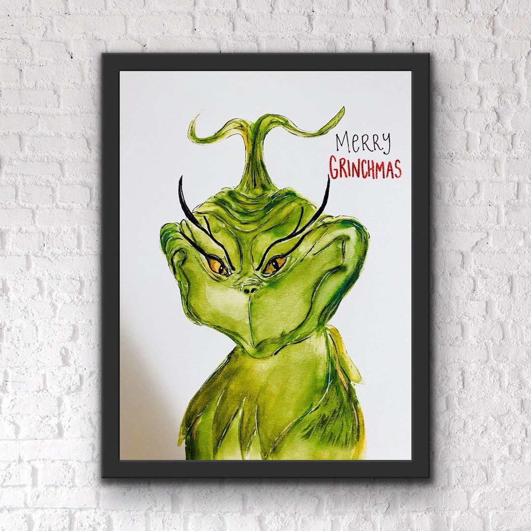Merry Grinchmas Watercolor Print, the Grinch Christmas Artwork, Grinch ...