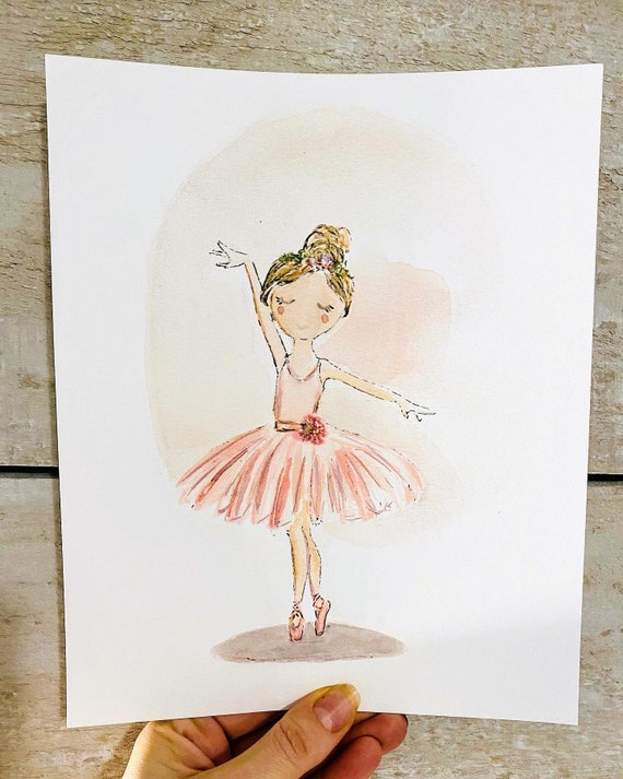 小さなダンサーのバレリーナプリント、バレリーナの水彩画、バレリーナ