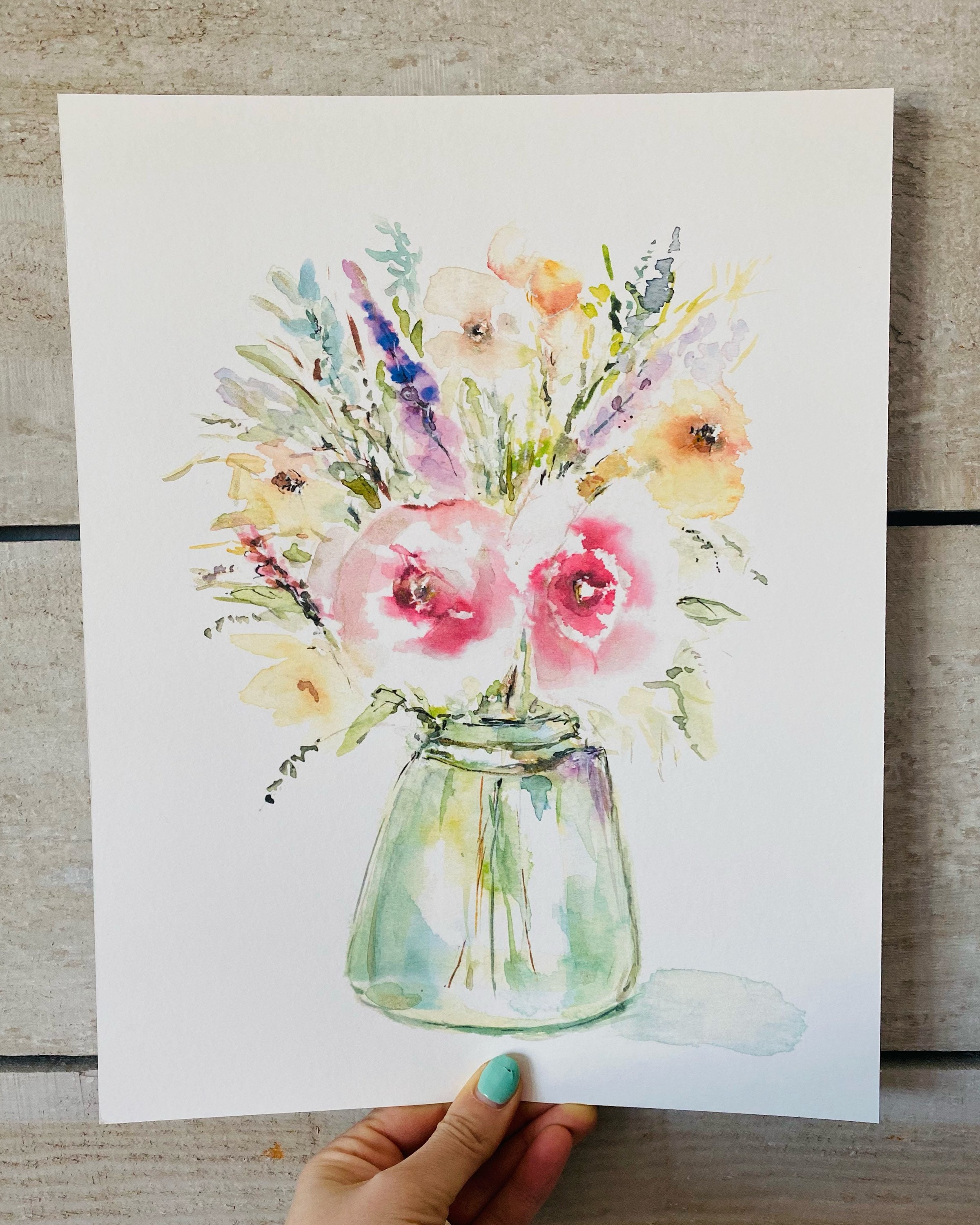 Vase de fleurs de printemps aquarelle de couleur pastel