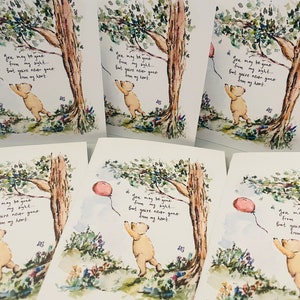 Confezione da 6 biglietti di auguri per la perdita di Winnie the Pooh con palloncino rosso, potresti essere sparito dalla mia vista ma non sei mai sparito dal mio cuore.