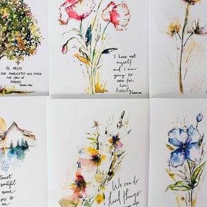 Bundel van 6 Glennon Doyle-wenskaarten, aquarel Glennon Doyle stationaire geschenken, 6 blanco kaarten aanmoediging, aanmoediging citaten kunst