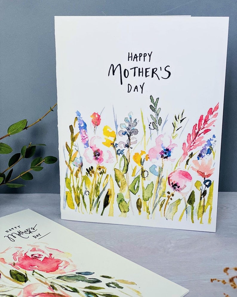 Folded Watercolour Mothers Day Cards, Pack of 6 Assorted Happy Mothers Day Greeting Note Cards, Floral Watercolour Mothers Day Art Cards image 7