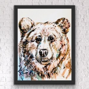 Watercolour Bear Prints, Polar Bear Print, Black Bear Painting, Bear Cub, Brown Bear, Series of Bear Painting Prints, Four Bear Prints image 8