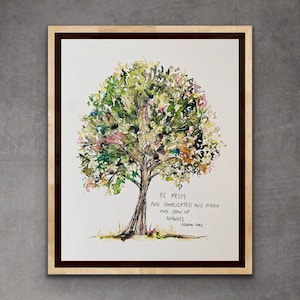 Bądź nieuporządkowany i skomplikowany, i bój się, i i tak się pokaż Glennon Doyle Print, akwarela Glennon Doyle Tree Artwork, kolorowy wydruk drzewa