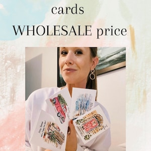 100 cartes, Commandes groupées de cartes de vœux, 100 jeux de cartes aquarelles individuelles, Vente en gros de cartes fixes, Cartes d'art aquarelle