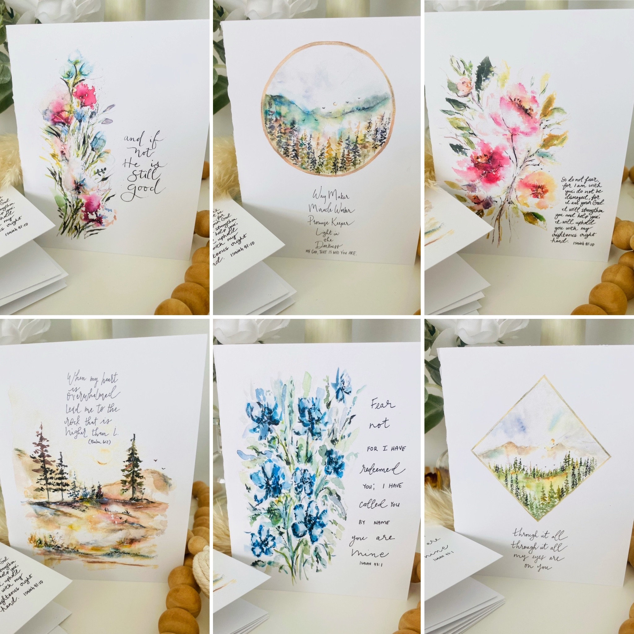 Watercolour Scripture Cards, Bible Verse Handlettering Cards, Fear Not ...