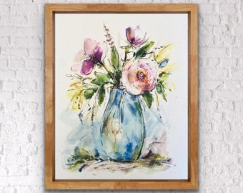 メアリ－ ウディン 花束 花瓶 フラワー アート 水彩画 グラフィック 複製画 メアリ－ ウディン 花束 花瓶 フラワー アート 水彩画