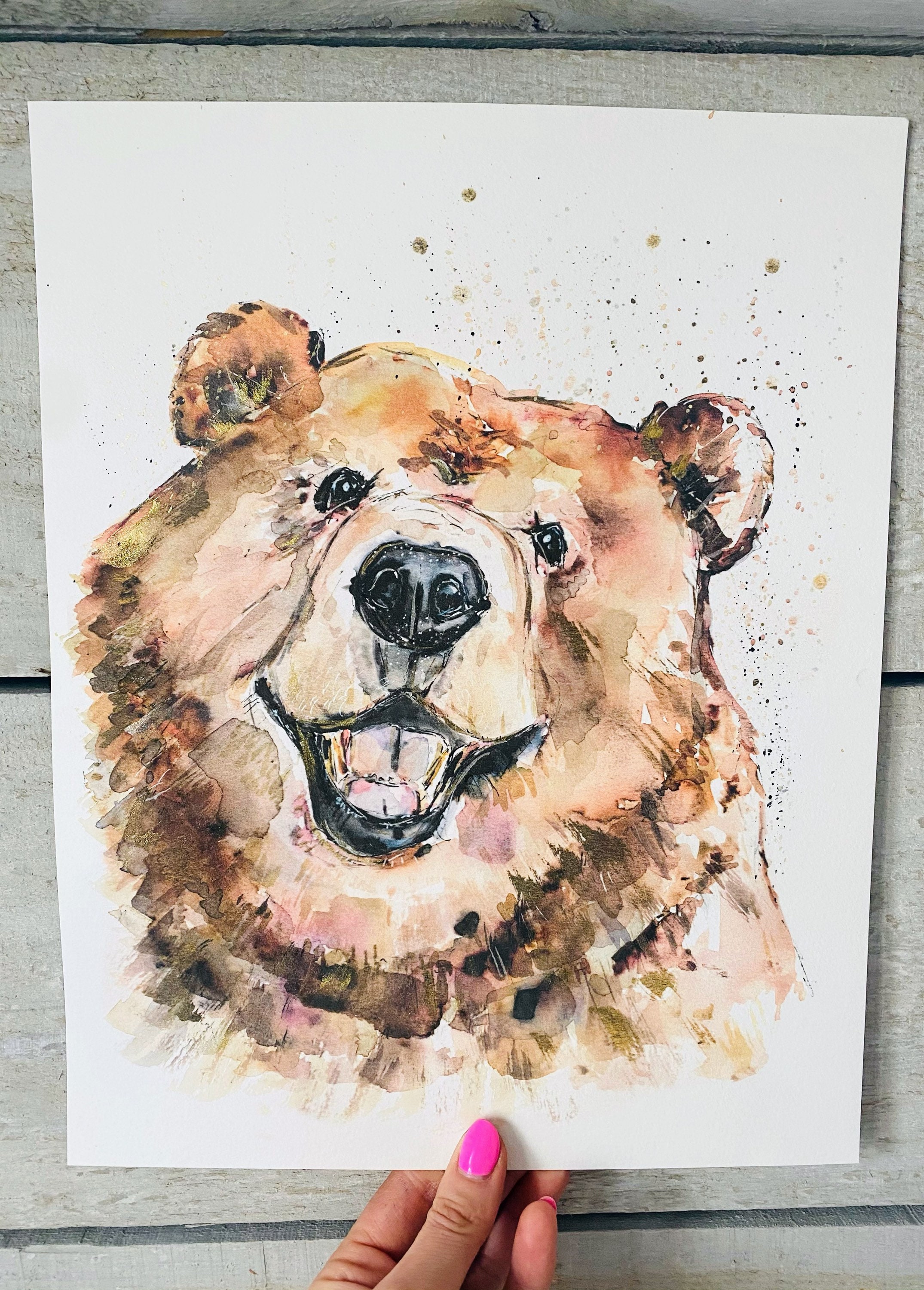 原画 『 異世界散歩 』アクリル水彩画 絵画 くま 熊 イラスト アート il_fullxfull.3676340168_fp7d.jpg