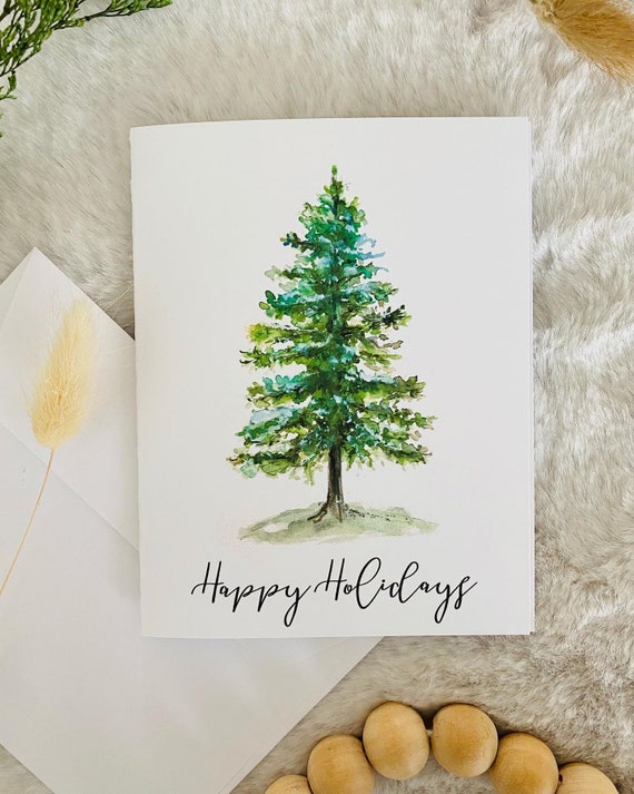 Watercolor Foliage Multi Photo Holiday Cards