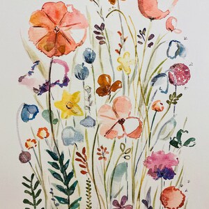 Whimsical Wildflower Warm and Light Print, Dreamy Watercolour ...