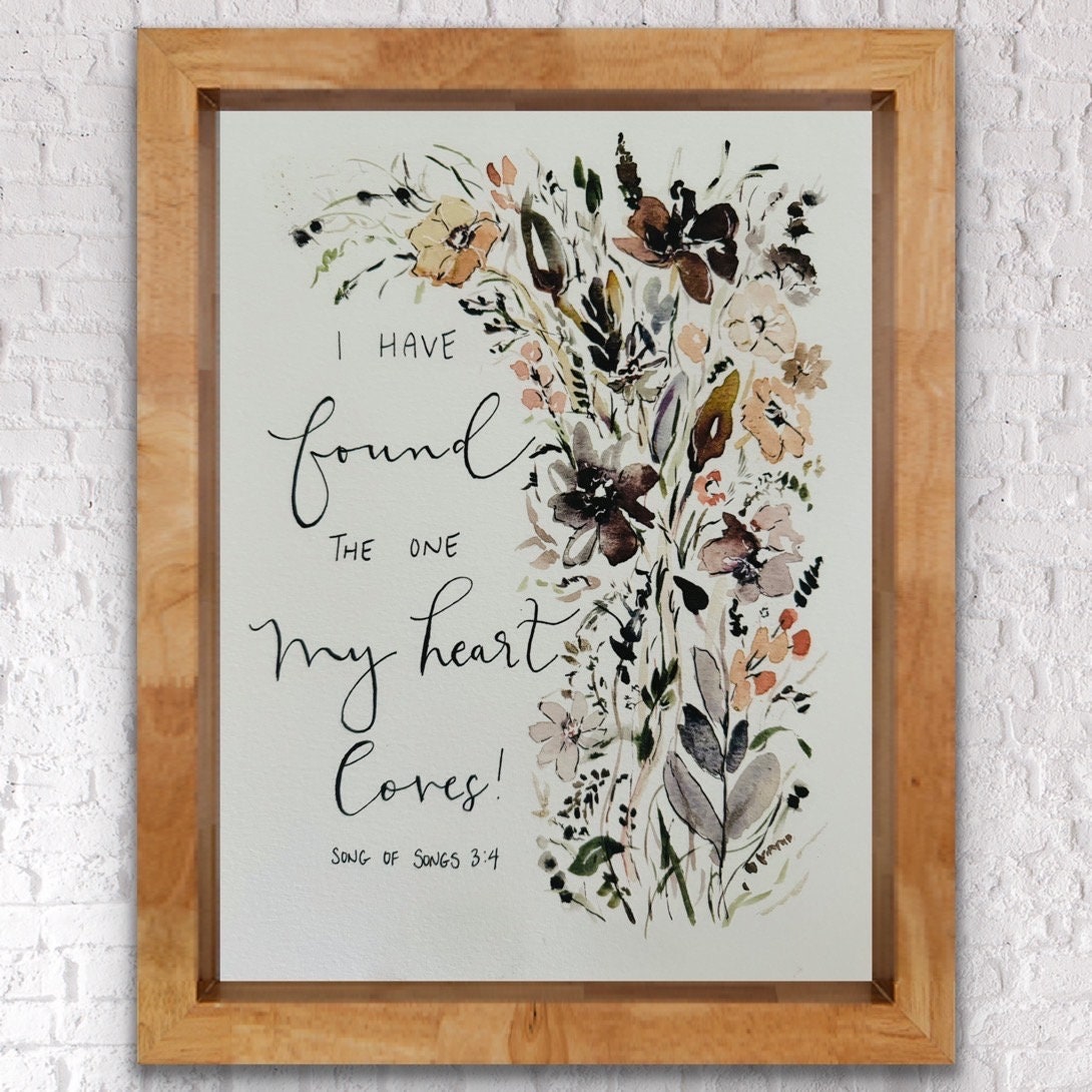 I Have Found the One My Heart Loves Song of Songs Wall Print, Boho  Scriptute Anniversary Gift, Watercolor Scripture Marriage Art - Etsy, image size:1090x1090