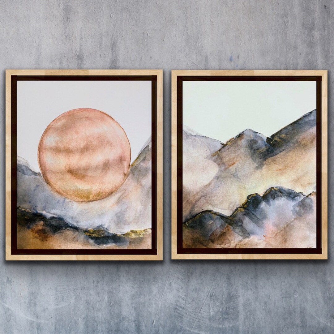 YONICA Arte De Pared De Montaña Para Decoración De Sala De Estar, Oficina, Paisaje Con Flores De Cerezo Rosa Y Monte Fuji Impresion De Imagen En