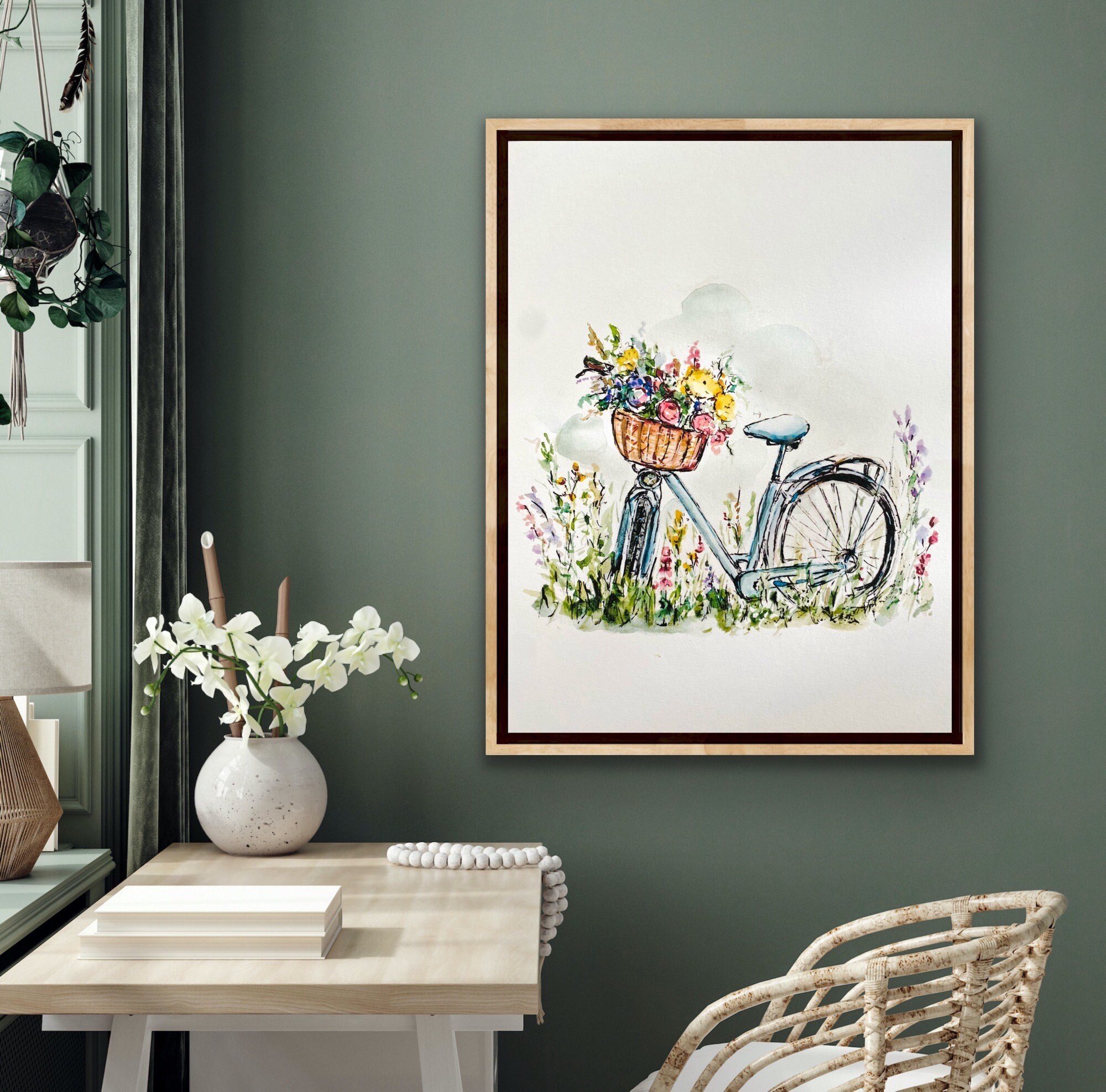 Set Di 3 Stampe Vintage Primaverili 30x40 Cm – Quadri Con Campo Di Tulipani, Bicicletta Antica E Cappello Di Paglia, Decorazione Da Parete Per Soggiorno O Camera - 4