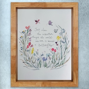Just When The Caterpillar Thought Its Life Was Over It Became A Butterfly Wreath, Butterfly Wreath Encouragement Recovery Print, Therapy Art