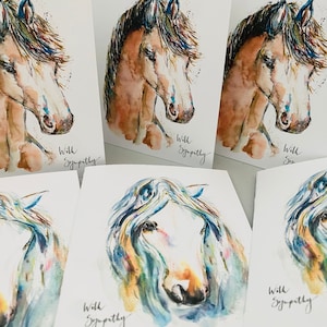 Tarjetas de condolencias con acuarela para caballos, tarjetas de regalo con acuarela para caballos, paquete de tarjetas de condolencias para veterinarios de caballos, con arte de condolencias para caballos