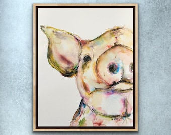 Watercolour Colourpop Pig Artwork, Fun Colourful Pig Wall Art, Piggy Profile Print Design
