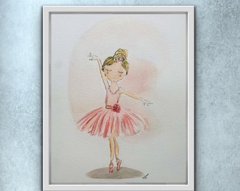 Tiny Dancer Ballerina Print, Ballerina Watercolour Artwork, Ballerina Illustration, Watercolour Ballet Dancer, Little Ballerina