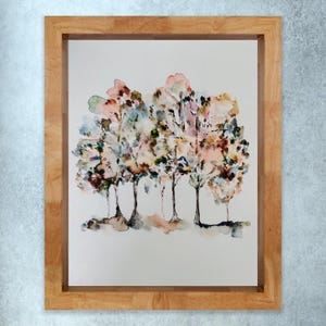 Bunch Watercolour Abstract Fall Trees, Dreamy Forest Elm Trees, Simple Watercolour Rainbow Trees, Nature Lover Colourful Trees Print