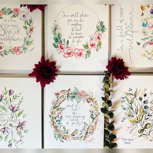 Paquet de cartes aquarelles d'encouragement à la conception florale de l'amitié, assortiment de cartes-cadeaux peints, lot de cartes aquarelle fleurs