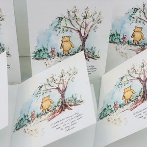 Set van 6 als er ooit een dag komt dat we niet samen kunnen zijn, Keep Heart, Stay Forever, Winnie The Pooh Piglet, Sympathy-wenskaarten