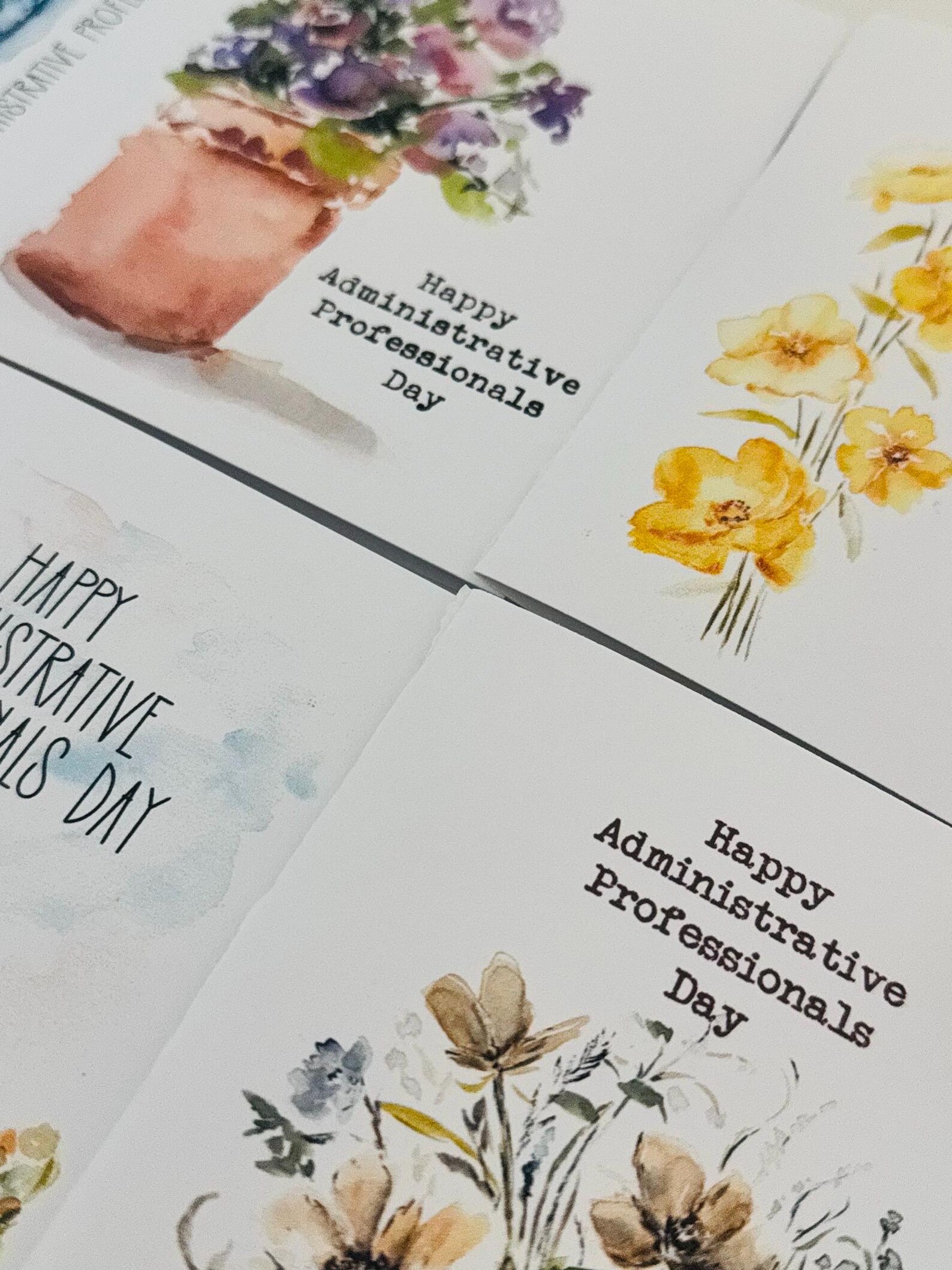 Happy Administrative Professionals Day Watercolor Cards, Bundle ...