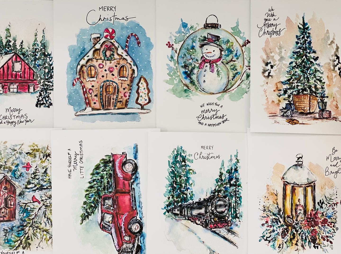 SILARLAIT Carte De Vœux Noël Aquarelle, 20 Pièces Cartes De Noël Avec