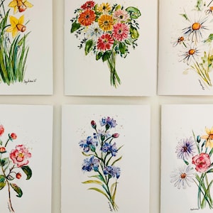 Blank Wildflower Cards, Custom Watercolour Floral Stem Greeting Cards, With Love From Card, Add Your Name Cards, Blank Assorted Card Pack