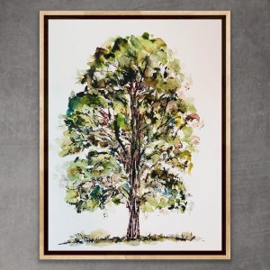 Whimsical Green Leafy Elm Tree, North American Elm Tree Watercolour Print, Tree Lover Decor, Nature Gift Elm Tree Art, Tree Watercolour