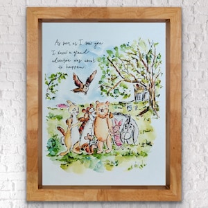 Appena ti ho visto ho capito che stava per iniziare una grande avventura. Winnie the Pooh Gang, acquerello Eeyore, gufo, Roo, regalo per bambini.