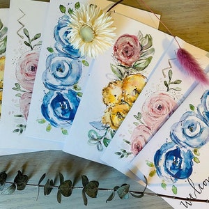 Willkommens-Babykarten, 6er-Pack Karten, Hallo Baby, Blumenkarten, Neugeborenengruß, Aquarell-Blumenkarten, Kartenpaket