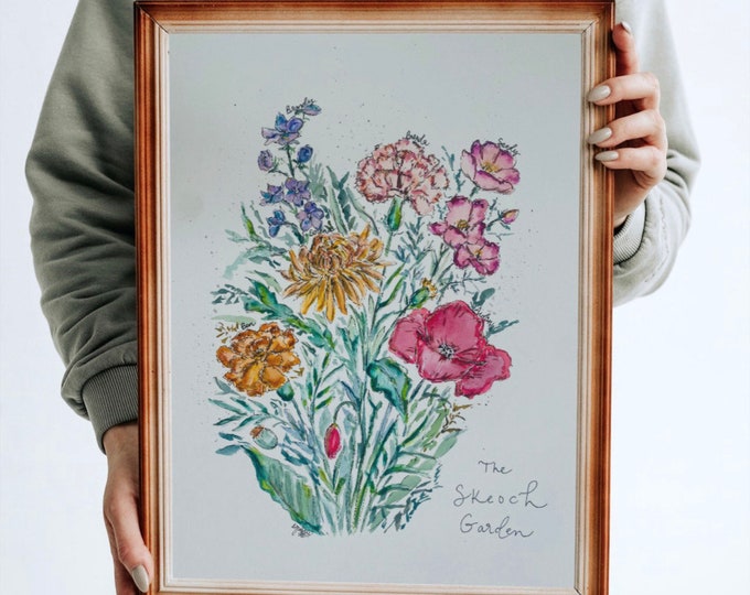 Custom Watercolour Birthday Flower Family Painting, Birth Date Family Floral Painting, Personalized Floral Art, HandPainted Original Design