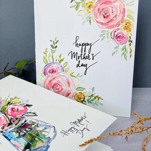 Folded Watercolour Mothers Day Cards, Pack of 6 Assorted Happy Mothers Day Greeting Note Cards, Floral Watercolour Mothers Day Art Cards image 6