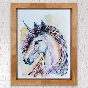 Unicorn Print, Watercolour Rainbow Unicorn Portrait, Rainbow Whimsical Unicorn Artwork, Pastel Coloured Unicorn Print, Magical Fantasy Art