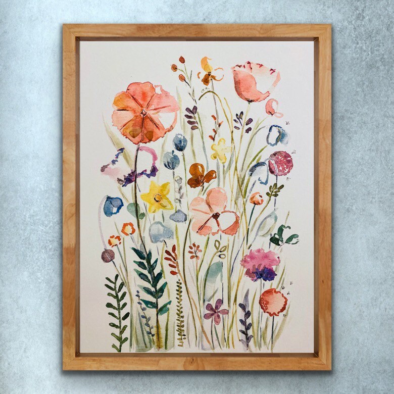 Whimsical Wildflower Warm and Light Print, Dreamy Watercolour