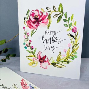 Folded Watercolour Mothers Day Cards, Pack of 6 Assorted Happy Mothers Day Greeting Note Cards, Floral Watercolour Mothers Day Art Cards image 9