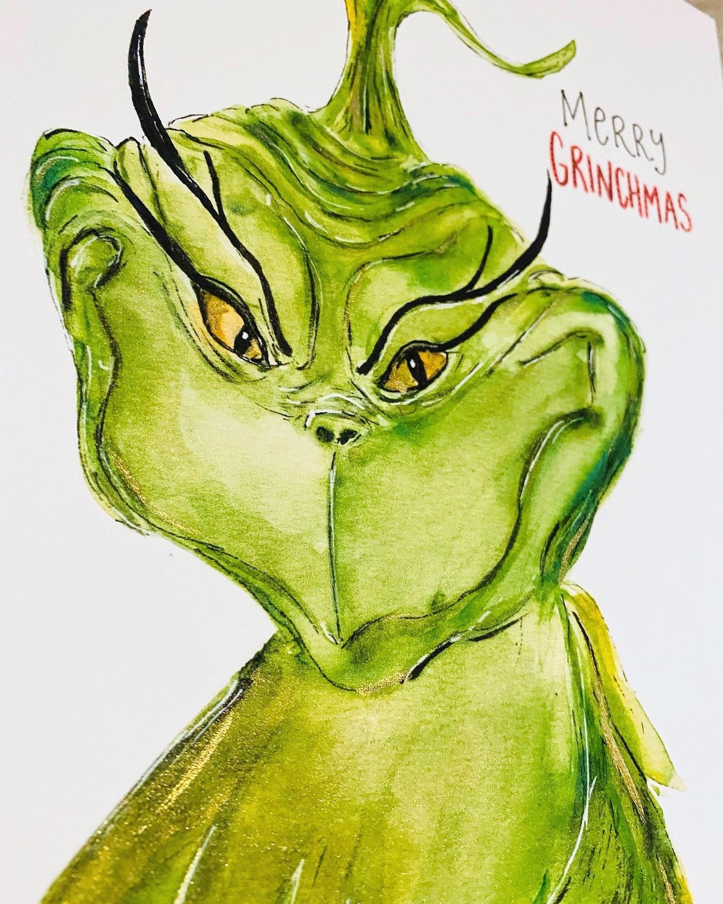 Merry Grinchmas Watercolor Print The Grinch Christmas -  Portugal