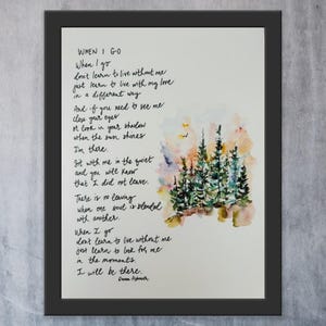 Quando vado poesia, tempo di perdita regalo d'arte, stampa acquerello lutto, tramonto impara a vivere con il mio amore, regalo di condoglianze acquerello perdita genitore