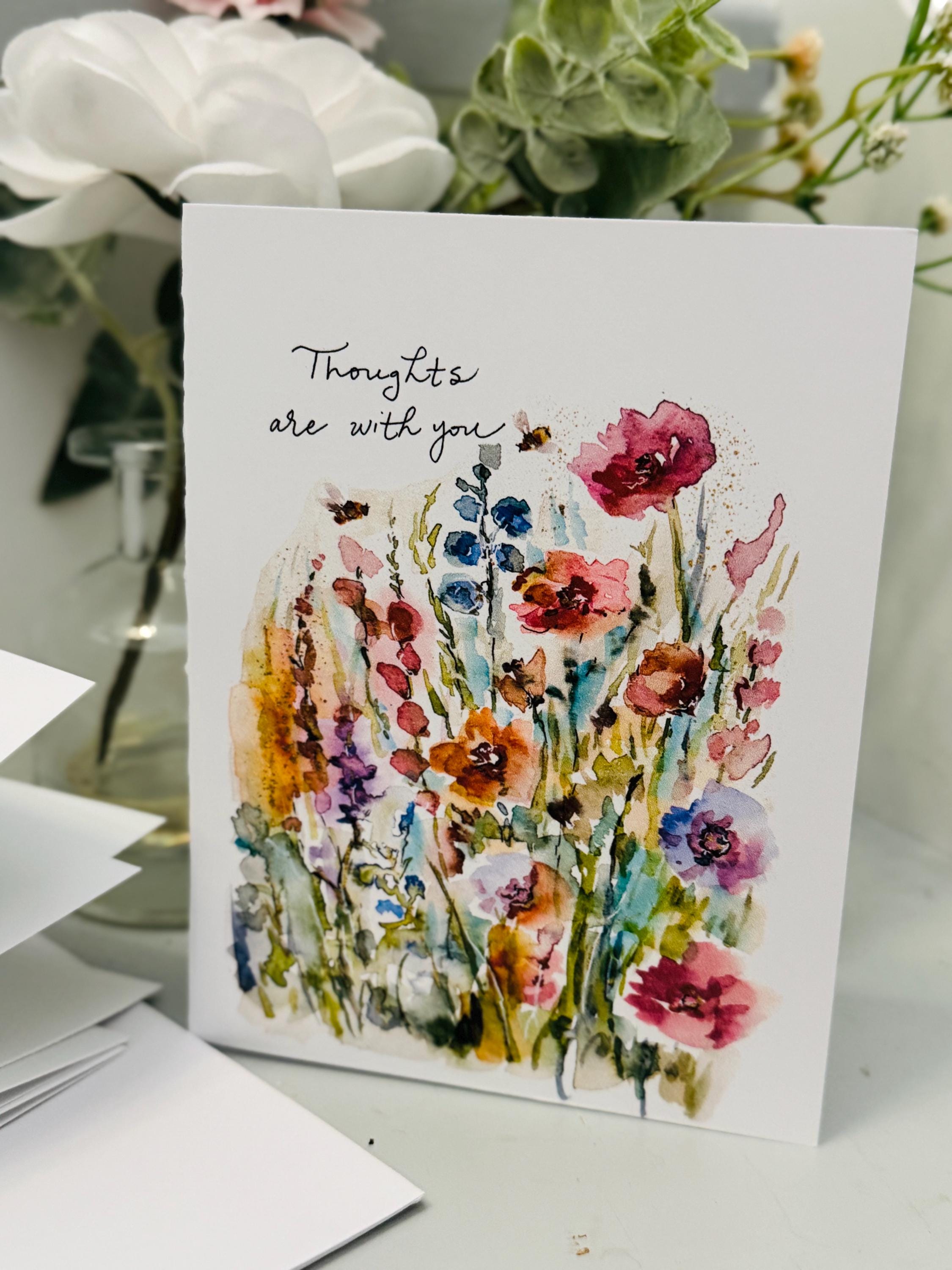 Thinking of You Bundle Floral Cards, Watercolor Floral Thoughts With ...