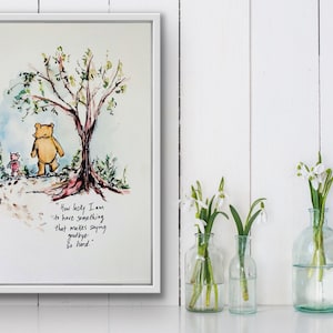 Winnie The Pooh How Lucky I Am To Have Something That Makes Saying Goodbye So Hard Watercolor Print, Sympathy Gift Art image 2