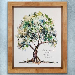 C'est un monde magique, à explorer ! Impression d'arbre de pépinière, polices de caractères Calvin And Hobbes, impression aquarelle d'arbre d'aventure