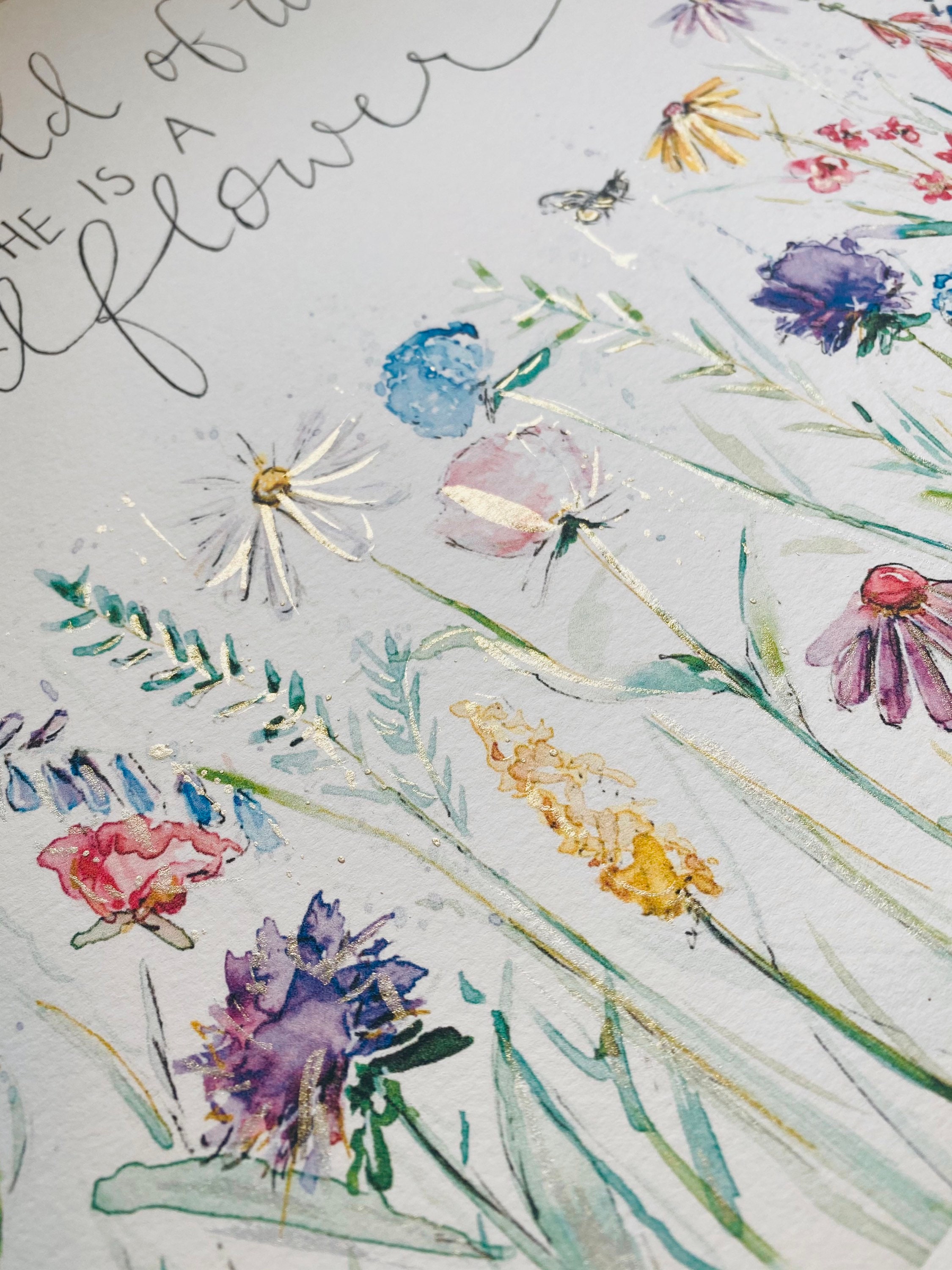 In a Field of Roses, She is a Wildflower Rustic Watercolour Floral Print –  Southbound Market