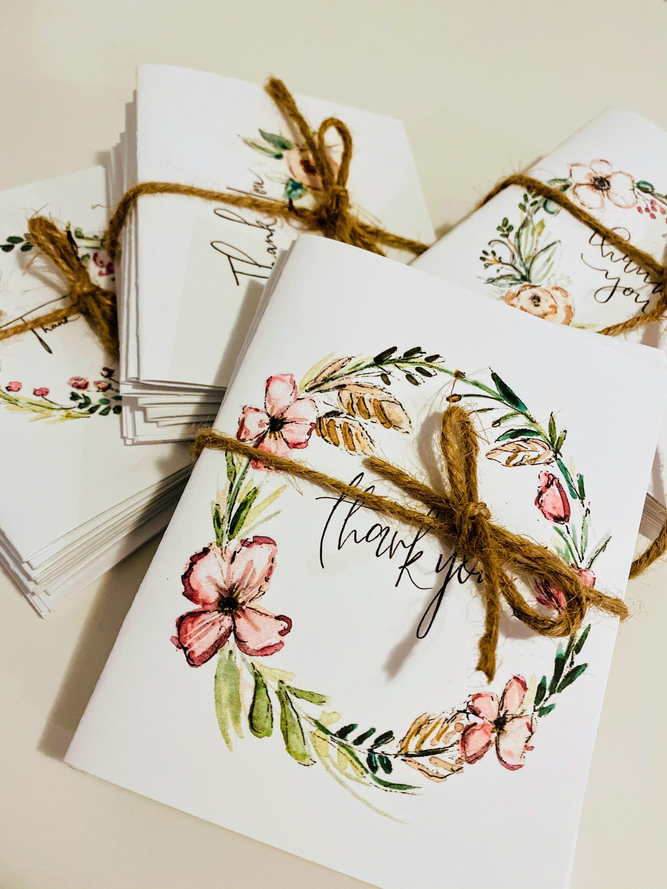 Simple Floral Watercolour Thank You Cards, Handlettering Flower Cards ...
