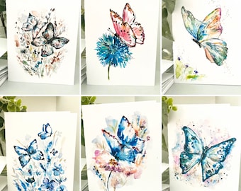 Blue Butterfly Acrylic Painting: Original Art on 6x6 Canvas