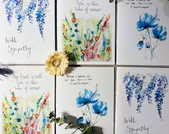 Carte Mon coeur est avec vous au moment du chagrin, avec carte d'illustrations de sympathie, carte de sympathie Partout où une belle âme a été, paquet de 6 cartes