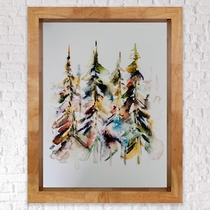 Bunch Watercolour Abstract Trees, Dreamy Forest Trees, Simple Watercolour Rainbow Trees, Nature Lover Colourful Trees Print
