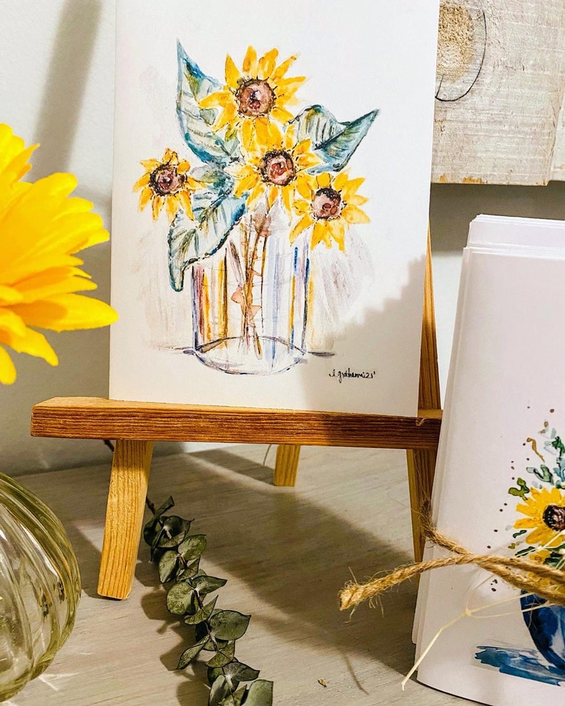 7 Watercolour Greeting Cards, Sunflower Cards, Dragonfly Card, Encouraging Cards, Floral Blank Cards, Assorted Art Cards, Watercolor Prints image 2