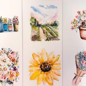 Meadows and Florals Blank Cards, Bouquets Florist Shop Cards, Anytime Cards, Cards For Her, Sunflower, Burlap, Pot Florals Greeting Cards