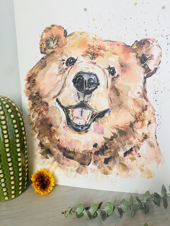 Cute smiling teddy bear with big teeth painted with watercolors Art Board  Print for Sale by AndrejaPrpic